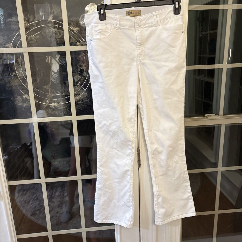 Democracy "Ab" technology White Mid Rise Bootcut Jeans-10